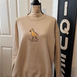 Tan Sweatshirt with Yellow Duck Graphic